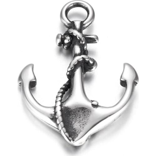 316L Stainless Steel Anchor Pendant Polished Charms 3mm Hole DIY Neckalce Pendants Hook Accessories Jewelry Making Supplies