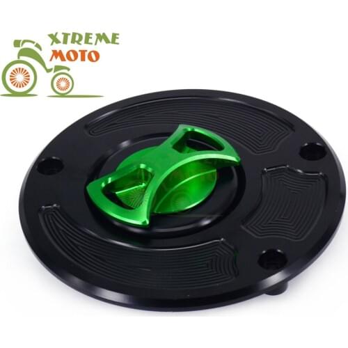 Billet CNC Green Gas Fuel Tank Cap Keyless Cover For Kawasaki ZX10R ZX6R ZX14 Z1000 Ninja 1000 650R ER6N Versys Concours Z750