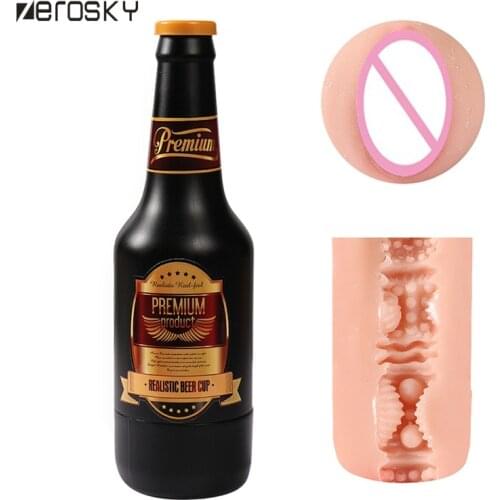 Zerosky Beer Design Masturbator Cup Tight Lifelike Pussy Vacuum Vagina Waterproof Sex Toys for Men Adult Sex Product