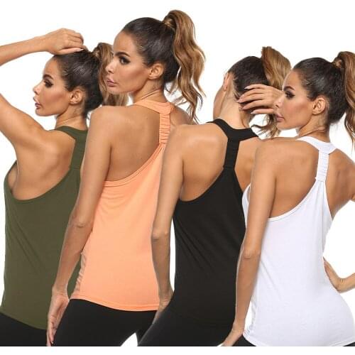 Women Yoga Shirts Sports Shirt Quick Drying Yoga Top sleeveless Fitness Running T-shirt Tees Workout Sportswear