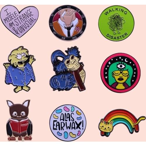 ZF1613 Rainbow Cat Jewelry Enamel Pins And Brooches Cartoon Creative Metal Denim Hat Badge For Friends Kids