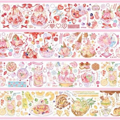 1Loop 6.5 X 150cm Washi Tape Sample Midsummer Icecream Cold Drinks Crystal Pet Special Oil Collage