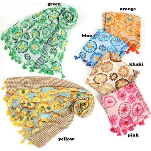 2021 Fashion Newest Floral Printed Silver Foil Scarf Cotton Voile Scarf Shawls Wraps Hijabs 6Colors 10pcs/lot