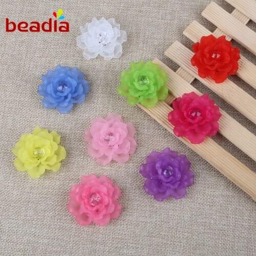 5pcs Fashion 4.5cm DIY Acrylic Flowers Craft Accessories plastic Handmade Flower Sewing on Clothing Decoration Making