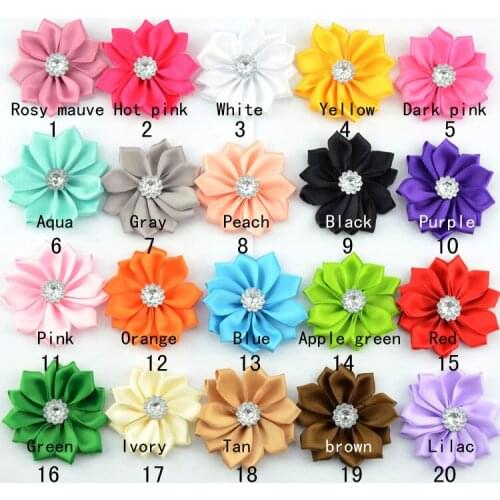 2" satin flowers satin ribbon rosettes for headband hair clip,Ribbon Multilayers Flowers 500Pcs/ 20colors