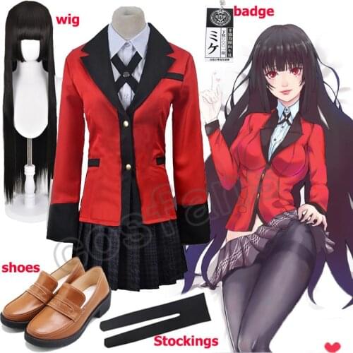 Anime Jabami Yumeko Cosplay Shoes Kakegurui Compulsive Gambler Yumeko Jabami Cosplay Costume Wigs Halloween Woman Party Costumes