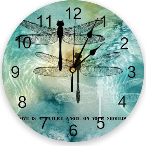 Dragonfly Wings Ink Wall Clock For Home Decoration Living Room Quartz Needle Hanging Watch Modern Kitchen Clock