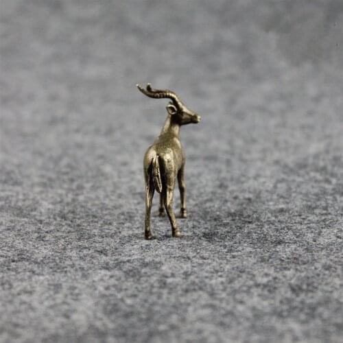 Pure copper solid zodiac goat mini furnishings bronze antiques collection Tibetan antelope