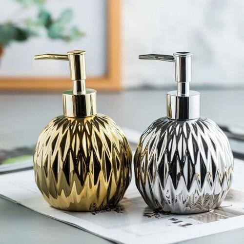 400ml Soap Dispenser Gold Silver Ceramics Pump Bottle Bath Shower Gel Hand washing Shampoo Bottle Toilet Bathroom Accessories
