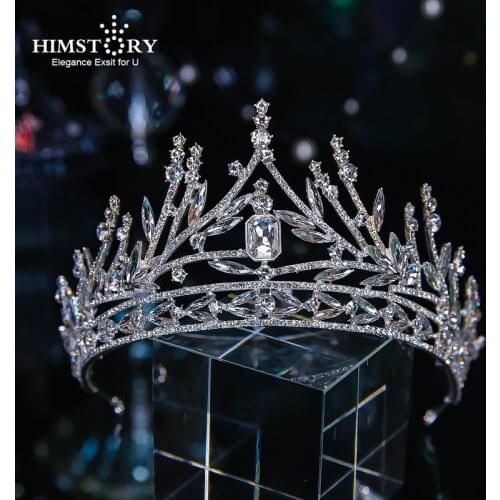 HIMSTORY Baroque Luxury Rhinestone Fashion Bridal Crown Tiaras Crystal Diadem Headbands Wedding Hair Accessories