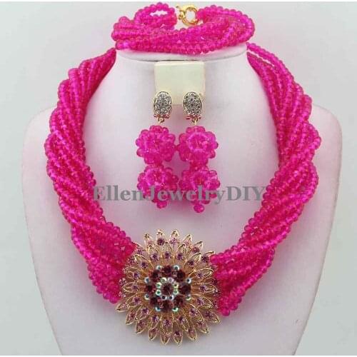Classic Nigerian Wedding bridal beads African Crystal Beads Jewelry Set African style beaded necklace jewelry set women W12264