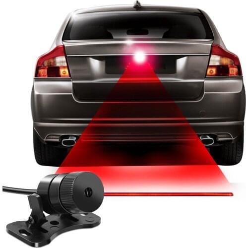 Red Line Anti Collision Rear-end Laser Tail Fog Light Car Brake Parking Lamp Rearing Warning Light Auto Styling