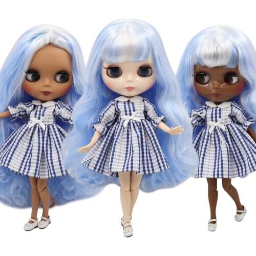 ICY DBS Blyth doll 1/6 bjd customized face with purple mixed blue hair nude joint body for girl gift BL136/6005