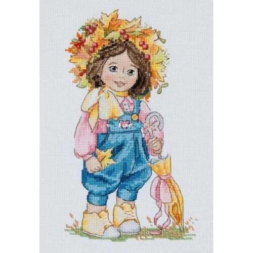 Merejka K-100 Autumn Girl 24-36 Counted Cross Stitch 11CT 14CT 18CT DIY Chinese Cross Stitch Kits Embroidery Needlework Sets