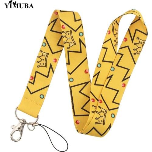 Trendy Golden Crown Lanyards Keychain Neck Strap Lanyard for Keys ID Card Badge Holder Cartoon Print Hang Rope Lariat Decoration