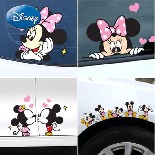 Disney Mickey Minnie Car Sticker Personality Cartoon Scratch Block Car Window Body Sticker Creative Mickey Mouse Car Sticker
