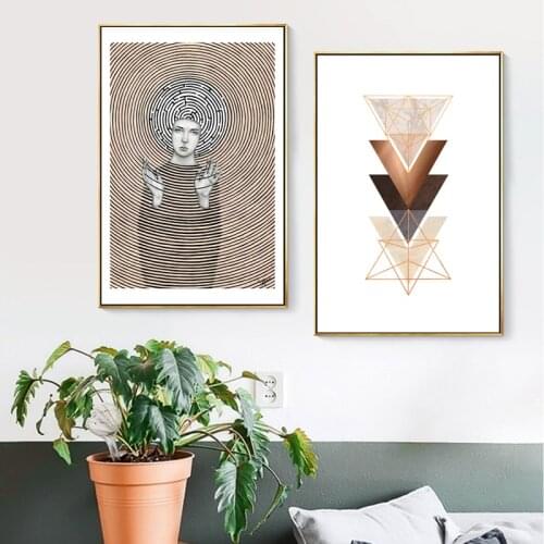 Nordic Wall Art Minimalist Pictures Maze Woman Geometric Pattern Poster Abstract Wall Art Canvas Painting Living Room Decoration
