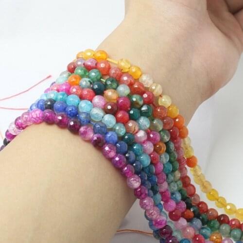 Wholesale 6mm Faceted Round Striated Natural Dyed Stone Beads Pick Color 61pcs/lot For DIY Fashion Charms Jewelry