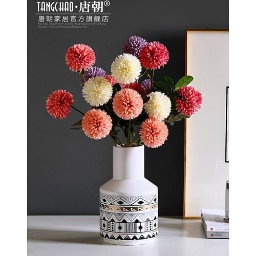Nordic simulation three ball chrysanthemum silk ornaments indoor flower living room tea table artificial flower decoration