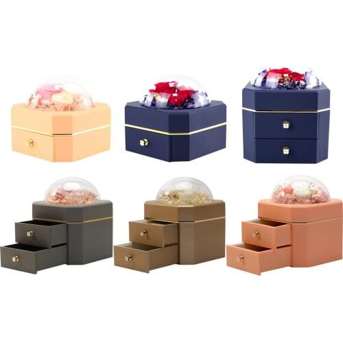 Rose Flower Velvet Lined Jewelry Box Necklace Earrings Storage Boxes Organizer Display Dresser Decorative for Woman Girl