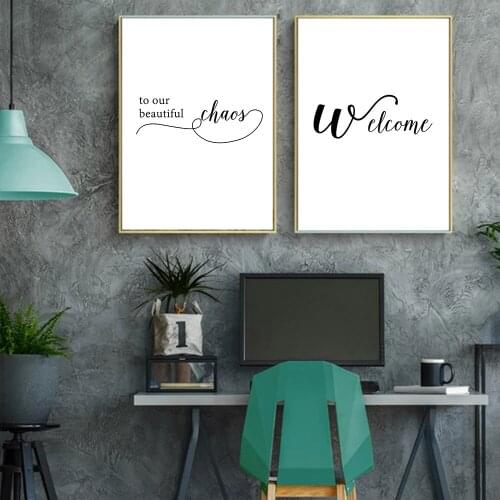 Nordic Inspirational Quotes Wall Art Poster Welcom Words Art Prints Black And White Canvas Painting Minimalist Living Room Decor