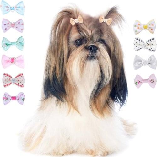 UEETEK 60PCS Bowknot for Pets Multicolor Rubber Bands Elastic Bowknot Headwear for Pets Cat Dog Hair Grooming Puppy Accessories