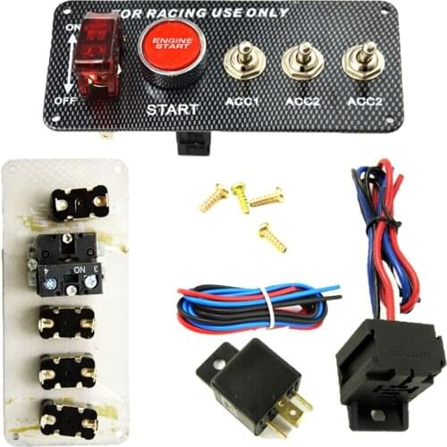 VODOOL 12V Racing Car Switch Auto Ignition Switch Panel Engine Start Push Button LED Toggle High Quality Car Accessories