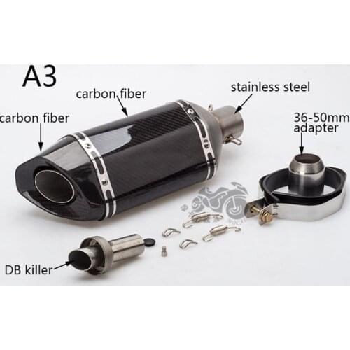 51mm Motorcycle exhaust pipe muffler Moto full carbon fiber large hexagonal exhaust with DB killerfor TMAX530 VMAX
