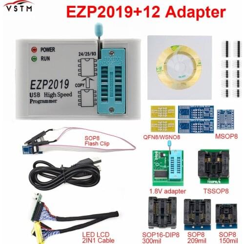 EZP2019 high-speed USB SPI Programmer support24 25 93 EEPROM 25 flash bios chip EZP2019 eprom usb programmer with 5 adpaters