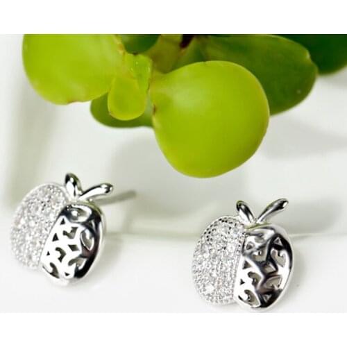 GNE0436 100% Fine 925 Sterling Silver Earring Beauty Lovely Apple Stud Earrings Fashion Jewelry & Accessories Gift For Women