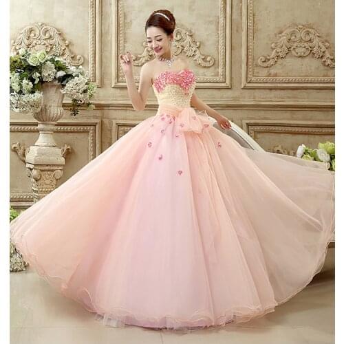 Freeship pink small flowers beading ball gown bowknot waist lovely gown Sissi princess dress Victorian /Marie/customs making