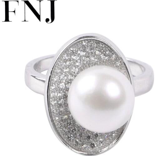FNJ Shell Ring 925 Silver New Original S925 Sterling Silver Rings for Women Jewelry Adjustable size White Zircon