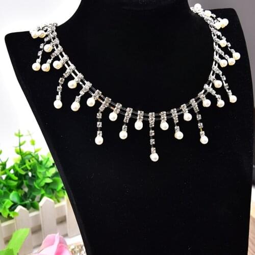 1 Yard/5 Yards/Lot Pearl Crystal Rhinestone Chain Trim Bridal Dancer Dress Decoration for Craft Collar Applique Accessories