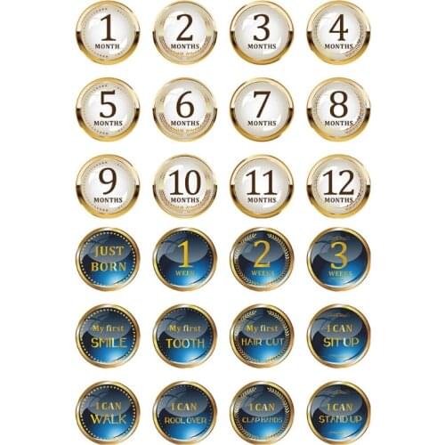 12 Pcs/Set Baby Pregnant Monthly Stickers Round Memory Recording Milestone Sticker Newborn Growth Photo Photography Props 69HE
