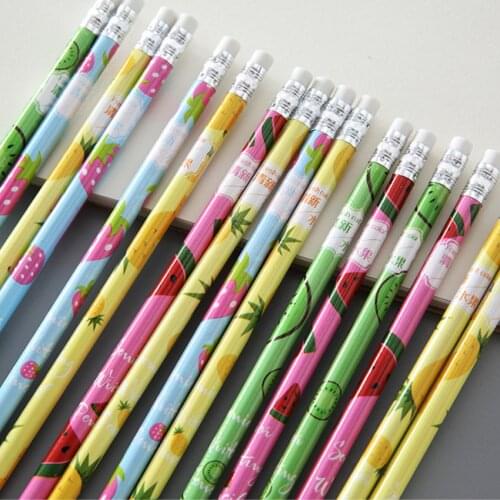 12pcs/pack Kawaii Fresh Fruit Pencil Sketch Drawing Pencil Set Stationery Utiles Escolares Tumblr Supplies School Papelaria