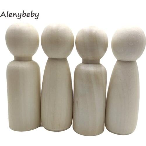 12cm Male&Female Decorative Wooden Peg Doll People Shape, Unfinished Wooden Peg Doll Bodies, Great for Wedding Arts and Crafts