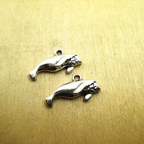 15pcs--24x13mm Manatee Charms Manatee Charms Pendants DIY necklace/ bracelets charms antique silver tone