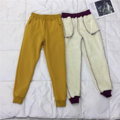 2018 New Winter Fashion Thicking Warm Woolen Pants Women Sports Runnig Trousers Elastic Waist Drawstring Sportswear Plus Size