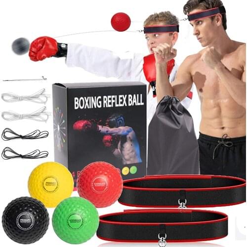 4 Boxing Reflex Balls Stress Ball with 2 Headbands for Kids Adults Fitness Speed Hand Eye Reaction and Coordination Training