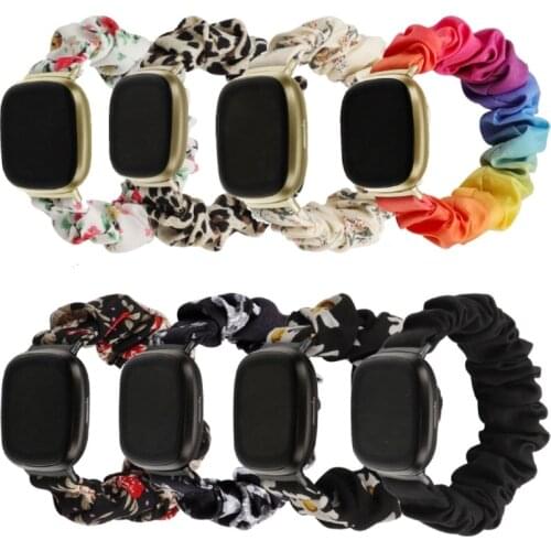 Elastic Fabric- Band for Fitbit- Versa 3 Women Girls Woven Strap Scrunchies Watch Band For Fibit- sense correa