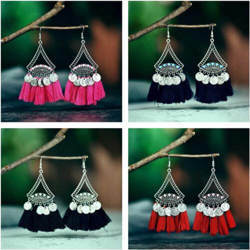 Ethnic Earrings Dangle Tassel Fashion Boho Women Long Fringe Jewelry Drop Earrings