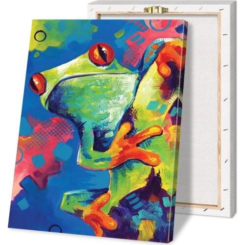 HD Home Decor Printing Watercolor Frog Poster Canvas Wall Art Oil Painting Living Room Decoration with Frame
