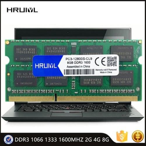 HRUIYL Laptop Memory DDR3 1066 1333 1600MHZ 2G 4GB 8GB SODIMM For Notebook Ram Memoria Sdram DDR3L 12800S RAM Original Chip