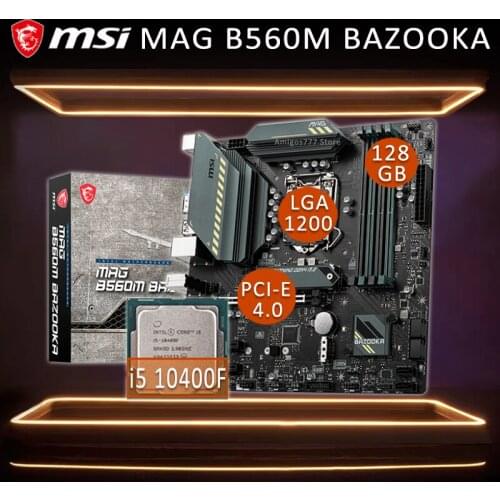 MSI MAG B560M BAZOOKA Gaming Motherbaord WithIntel Core i5 10400F Motherboard Combo DDR4 Intel B560 Overlocking Placa-mãe 1200