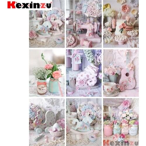 Kexinzu Full Square/Round Drill 5D DIY Diamond Painting "Flower sewing machine" Embroidery Cross Stitch 5D Home Decor Gift Y8454