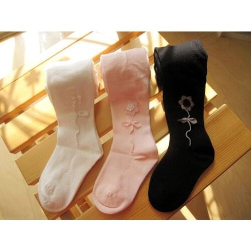 Flower Embroidery Girls Pantyhose Children Clothes Tights Baby Girls Boots Pants Cotton Girls Stocking Kid Trouser
