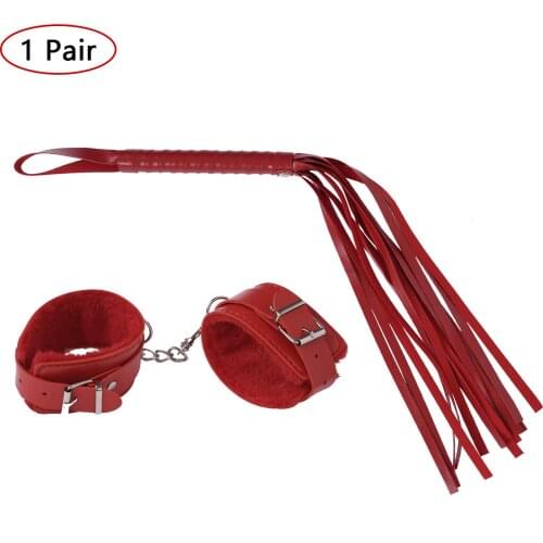 Two Piece Cosplay Role Play Sex Erotic Toys Accessories Plush Wrist Cuffs With PU Leather Blindfold Whip Nightclub Porno Outfits