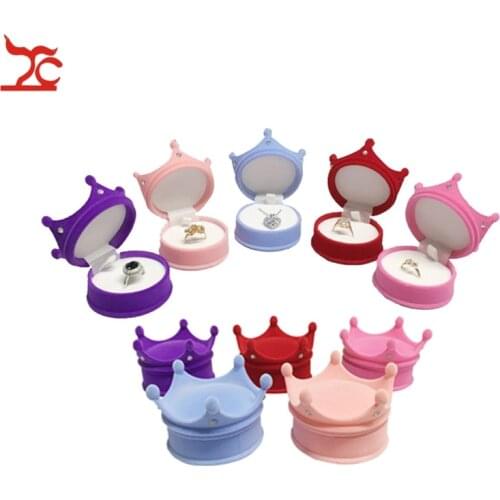 10Pcs/lot Velvet Ring Display Box Pendant Earing Stud Necklace Storage Case Party Wedding Ring Pendant Container Crown Gift Box