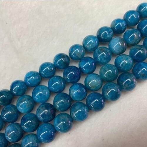 AA grade round Natural blue Apatite Beads For Jewelry Making Beads Bracelets For Women 15'' Needlework Spacer DIY Beads Trinket