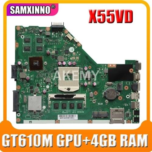 For ASUS X55VD X55C laptop motherboard X55VD REV2.2/2.1 HM76 PGA 989 N13M-GE6-S-A1 GeForce GT610M mainboard 100% tested 4GB RAM